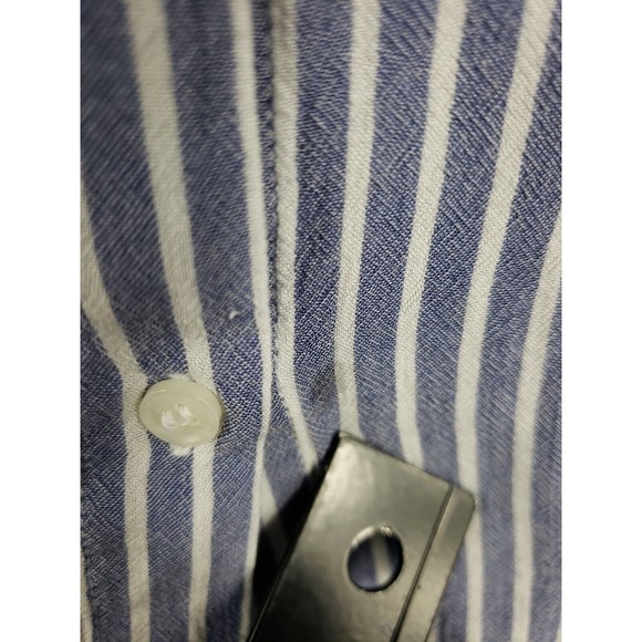 A.N.A.  Blue White Blouse Women's Large Rayon button front - Picture 7 of 9